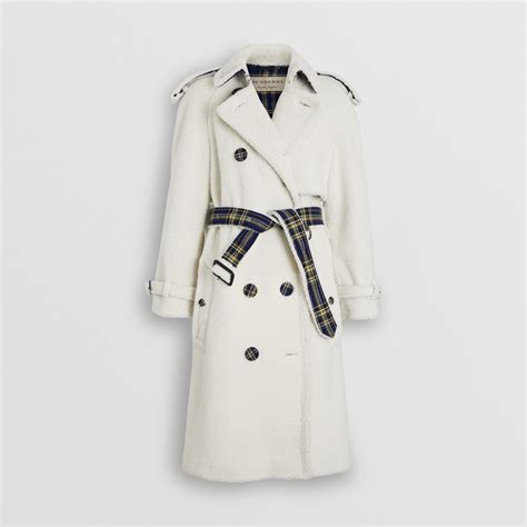 burberry tartan-lined shearling trench coat|trench coats for women.